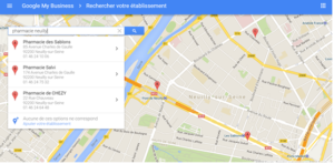 Capture d'écran GoogleMyBusiness Pharmacies à Neuilly